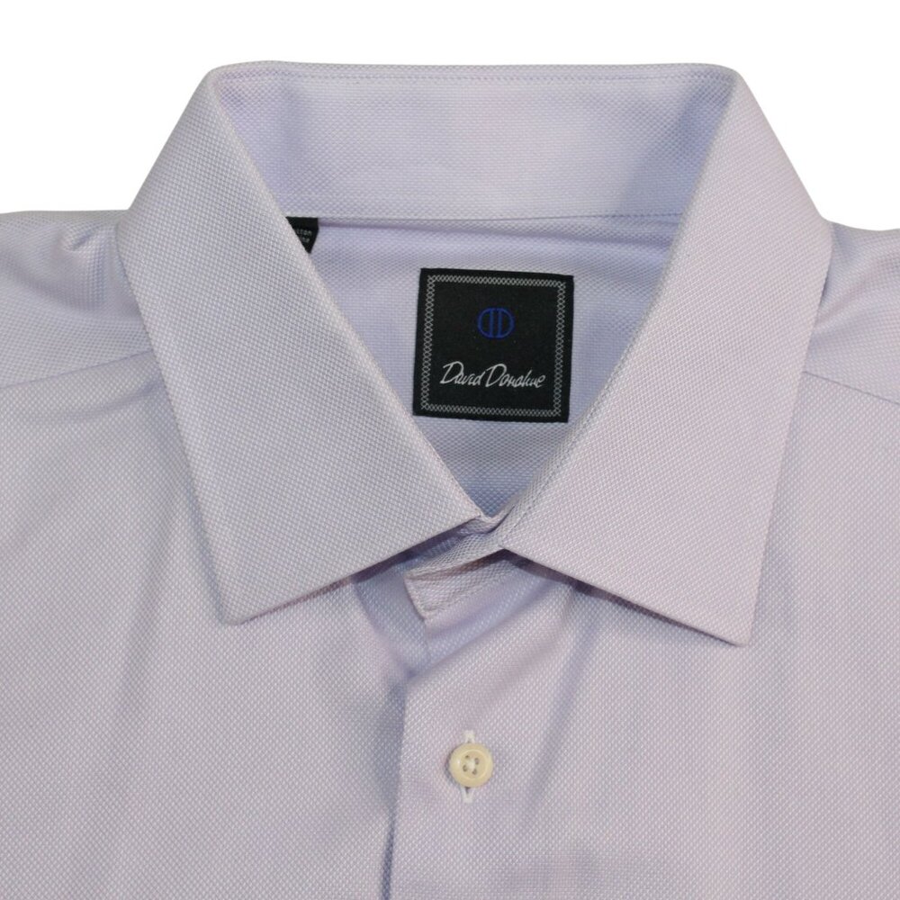 David Donahue Mens Neck 17 Light Purple Dress Shirt Business Attire - Picture 7 of 11